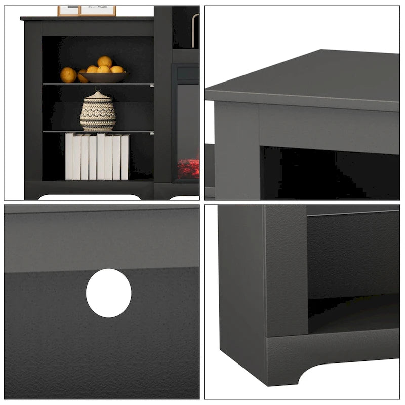 32  H TV Stand with Fireplace for TVs up to 80  - Remote Control, Energy-Efficient Heater, 16-Color Light Strip