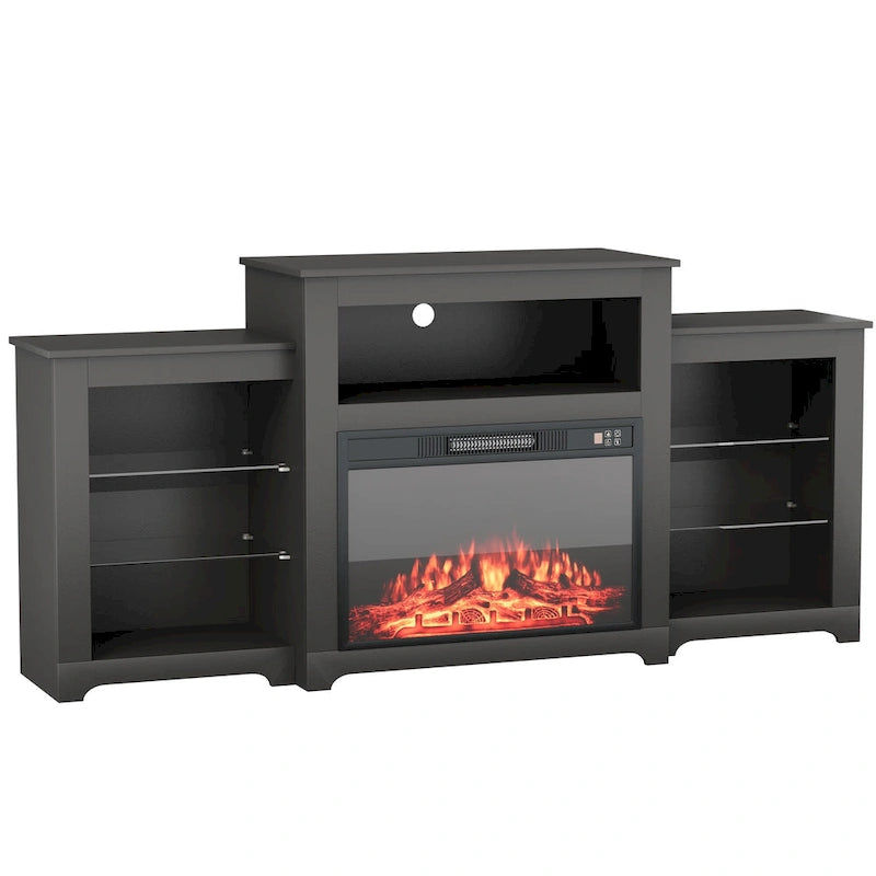 32  H TV Stand with Fireplace for TVs up to 80  - Remote Control, Energy-Efficient Heater, 16-Color Light Strip