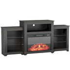 32  H TV Stand with Fireplace for TVs up to 80  - Remote Control, Energy-Efficient Heater, 16-Color Light Strip
