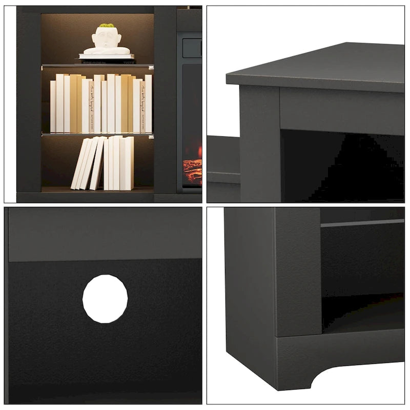 32  H TV Stand with Fireplace for TVs up to 80  - Remote Control, Energy-Efficient Heater, 16-Color Light Strip