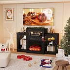 32  H TV Stand with Fireplace for TVs up to 80  - Remote Control, Energy-Efficient Heater, 16-Color Light Strip