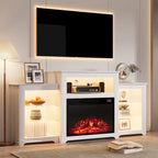 32  H TV Stand with Fireplace for TVs up to 80  - Remote Control, Energy-Efficient Heater, 16-Color Light Strip