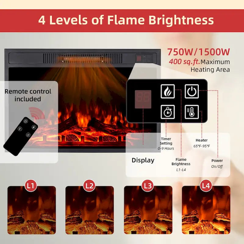 32  H TV Stand with Fireplace for TVs up to 80  - Remote Control, Energy-Efficient Heater, 16-Color Light Strip
