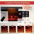32  H TV Stand with Fireplace for TVs up to 80  - Remote Control, Energy-Efficient Heater, 16-Color Light Strip