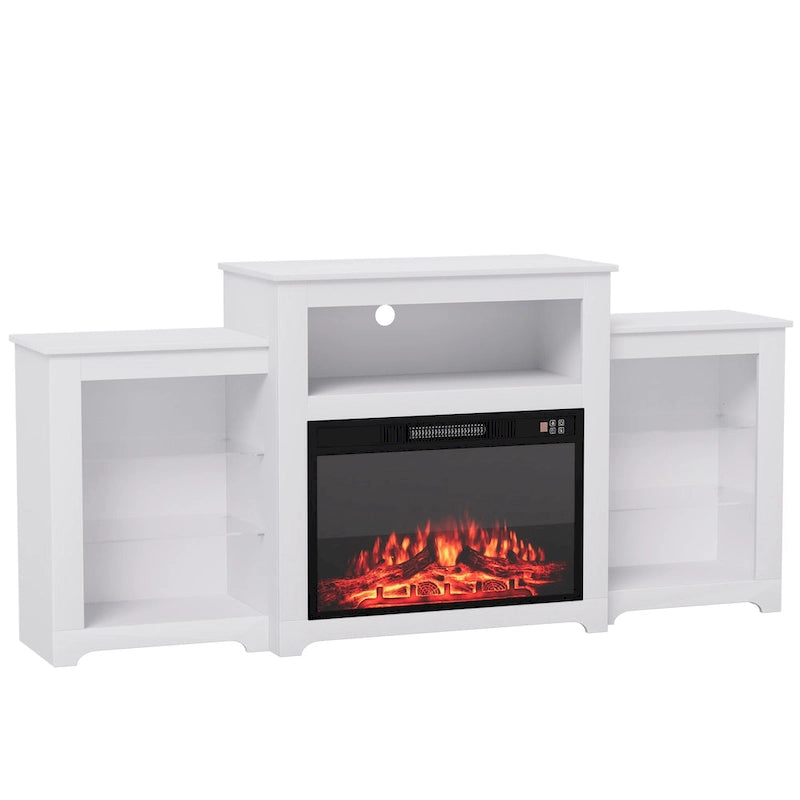 32  H TV Stand with Fireplace for TVs up to 80  - Remote Control, Energy-Efficient Heater, 16-Color Light Strip