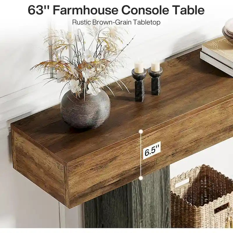 Farmhouse 2-Tier Entryway Table for Living Room, Hallway, Foyer