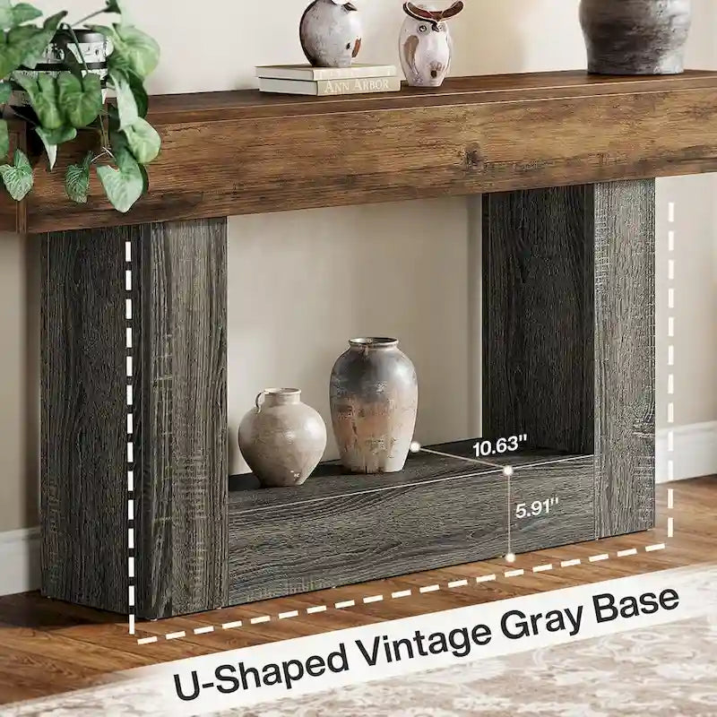 Farmhouse 2-Tier Entryway Table for Living Room, Hallway, Foyer