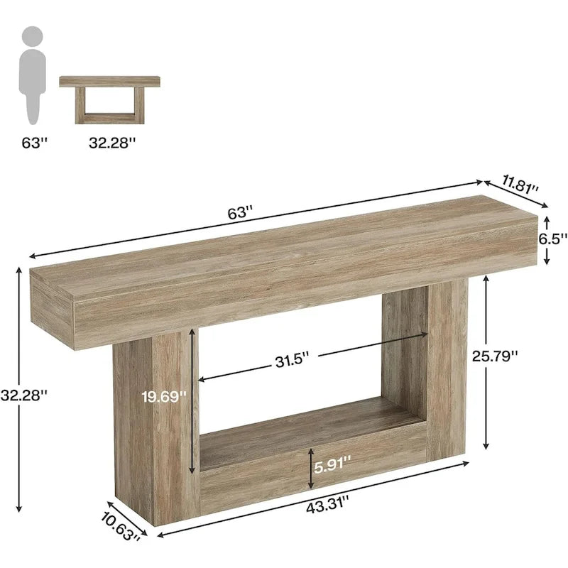 Farmhouse 2-Tier Entryway Table for Living Room, Hallway, Foyer