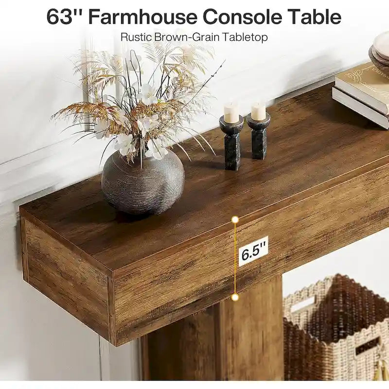 Farmhouse 2-Tier Entryway Table for Living Room, Hallway, Foyer