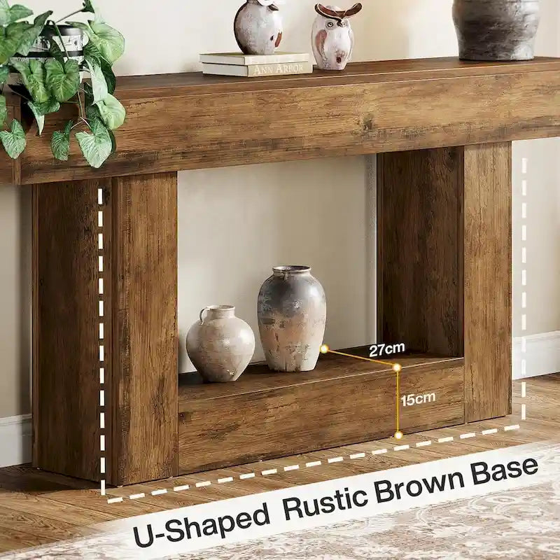 Farmhouse 2-Tier Entryway Table for Living Room, Hallway, Foyer