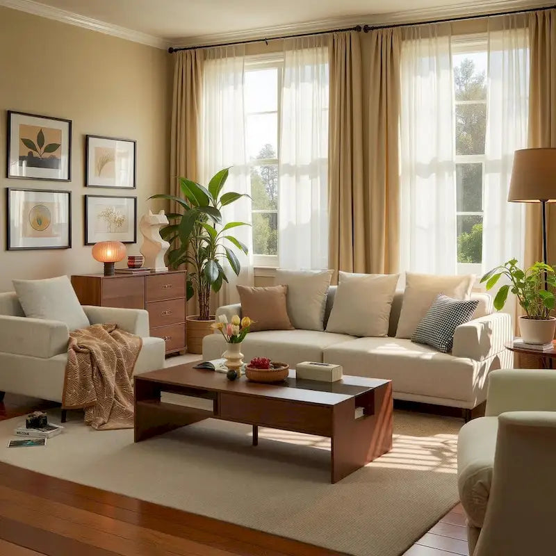 Modern Deep Seat Sofa with Pillows, High Legs, Comfortable Living Room Sofa, Apartment Sofa