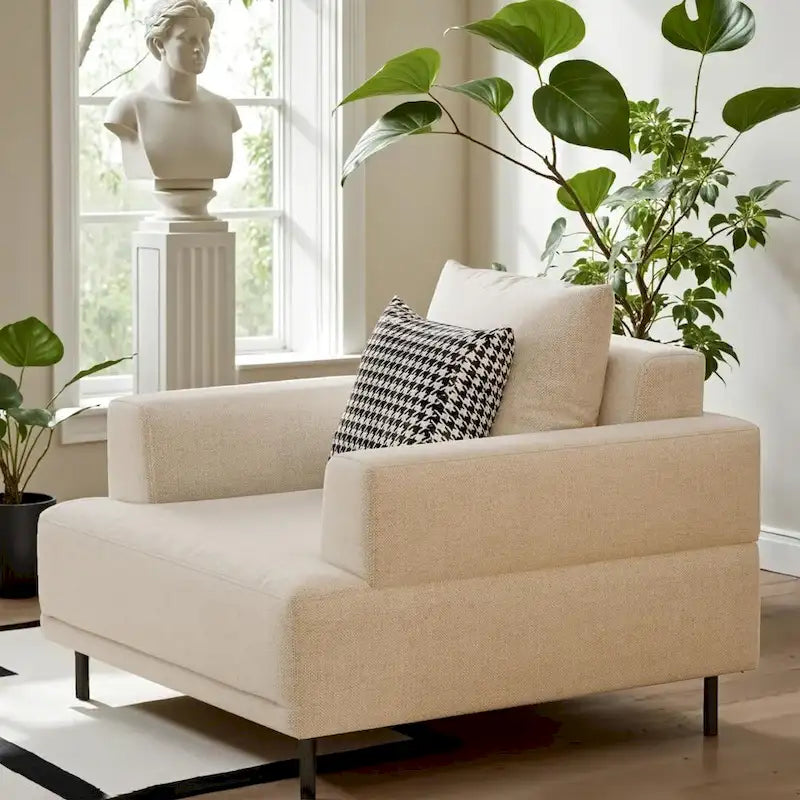 Modern Deep Seat Sofa with Pillows, High Legs, Comfortable Living Room Sofa, Apartment Sofa