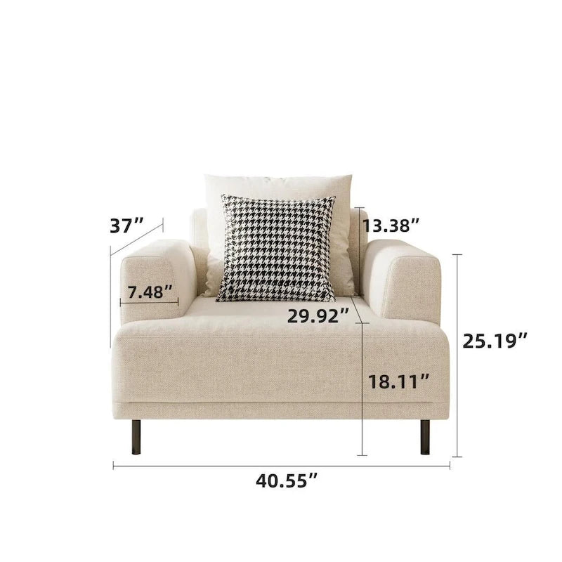 Modern Deep Seat Sofa with Pillows, High Legs, Comfortable Living Room Sofa, Apartment Sofa
