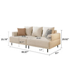 Modern Deep Seat Sofa with Pillows, High Legs, Comfortable Living Room Sofa, Apartment Sofa