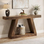 55 Inches Farmhouse Wood Console Sofa Table with Storage - 11.81  D x 55.12  W x 31.5  H