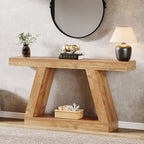 55 Inches Farmhouse Wood Console Sofa Table with Storage - 11.81  D x 55.12  W x 31.5  H