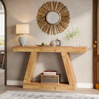 55 Inches Farmhouse Wood Console Sofa Table with Storage - 11.81  D x 55.12  W x 31.5  H
