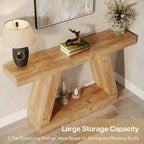 55 Inches Farmhouse Wood Console Sofa Table with Storage - 11.81  D x 55.12  W x 31.5  H