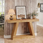 55 Inches Farmhouse Wood Console Sofa Table with Storage - 11.81  D x 55.12  W x 31.5  H