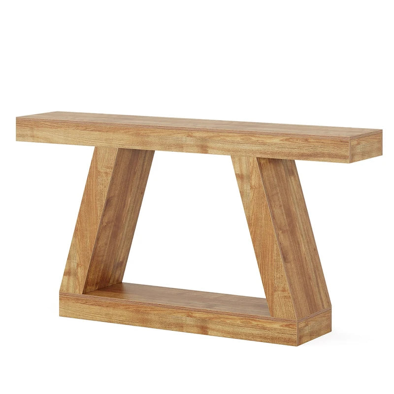 55 Inches Farmhouse Wood Console Sofa Table with Storage - 11.81  D x 55.12  W x 31.5  H