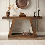 55 Inches Farmhouse Wood Console Sofa Table with Storage - 11.81  D x 55.12  W x 31.5  H