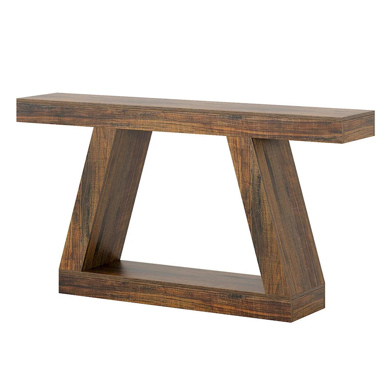 55 Inches Farmhouse Wood Console Sofa Table with Storage - 11.81  D x 55.12  W x 31.5  H