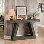 55 Inches Farmhouse Wood Console Sofa Table with Storage - 11.81  D x 55.12  W x 31.5  H
