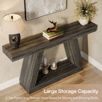 55 Inches Farmhouse Wood Console Sofa Table with Storage - 11.81  D x 55.12  W x 31.5  H