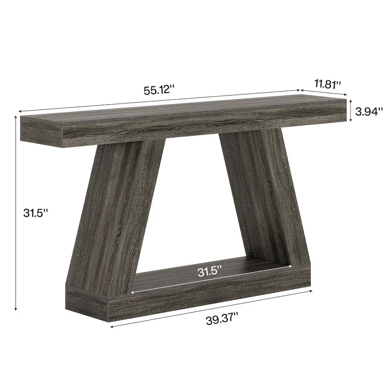 55 Inches Farmhouse Wood Console Sofa Table with Storage - 11.81  D x 55.12  W x 31.5  H