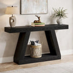 55 Inches Farmhouse Wood Console Sofa Table with Storage - 11.81  D x 55.12  W x 31.5  H