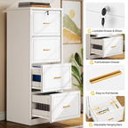 Vertical 4 Drawer File Cabinet with Lock and Key for Home Office