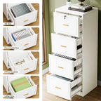 Vertical 4 Drawer File Cabinet with Lock and Key for Home Office