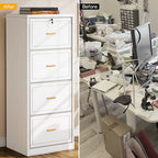 Vertical 4 Drawer File Cabinet with Lock and Key for Home Office