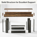 Farmhouse 2 Tiers Entryway Table, 63 Inches Console Table, Narrow Sofa Table