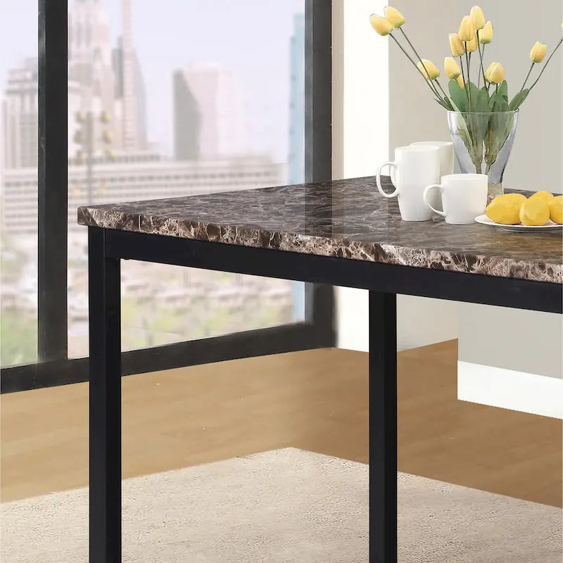 Modern 5-Piece Dining Set with Rectangular Table & 4 High Back Chairs