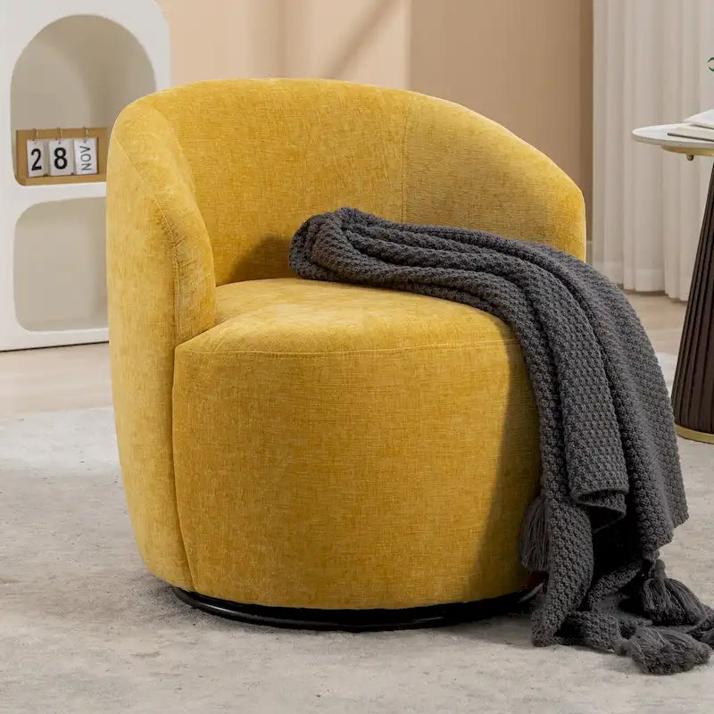25.6 Swivel Barrel Chair with Black Coating