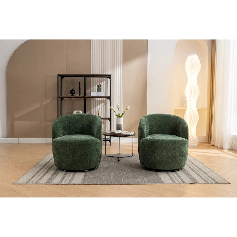 25.6 Swivel Barrel Chair with Black Coating