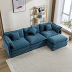 Blue 112.2 Modern L-Shaped 4-Seat Sofa with Removable Ottoman