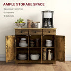 Modern Storage Cabinet with Solid Wood Countertop, 3 Drawers and Adjustable Shelf