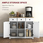 Modern Storage Cabinet with Solid Wood Countertop, 3 Drawers and Adjustable Shelf