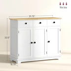 Modern Storage Cabinet with Solid Wood Countertop, 3 Drawers and Adjustable Shelf