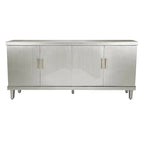 Modern 4-Door Cabinet with Adjustable Shelves and Sturdy Solid Wood Legs