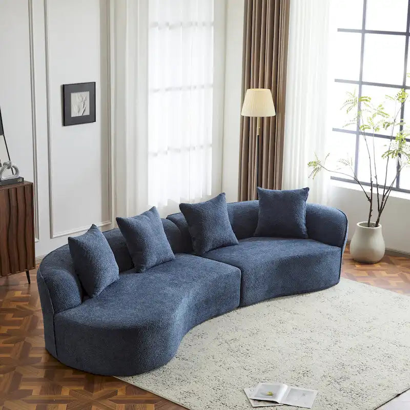 Beige Curved Sectional Sofa - 5 Seater