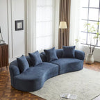 Beige Curved Sectional Sofa - 5 Seater