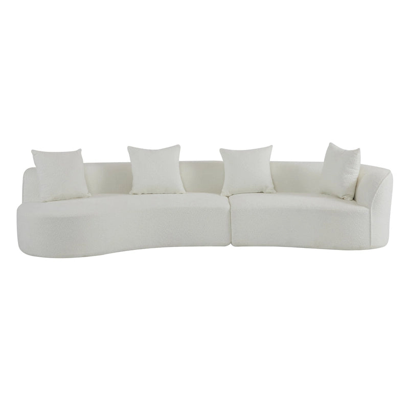 Beige Curved Sectional Sofa - 5 Seater