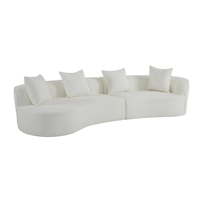 Beige Curved Sectional Sofa - 5 Seater
