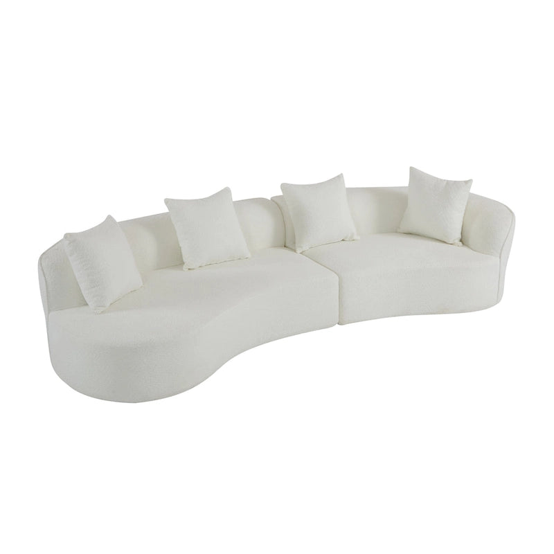 Beige Curved Sectional Sofa - 5 Seater