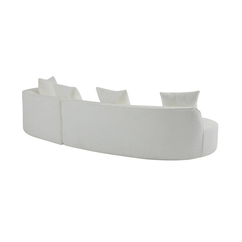 Beige Curved Sectional Sofa - 5 Seater