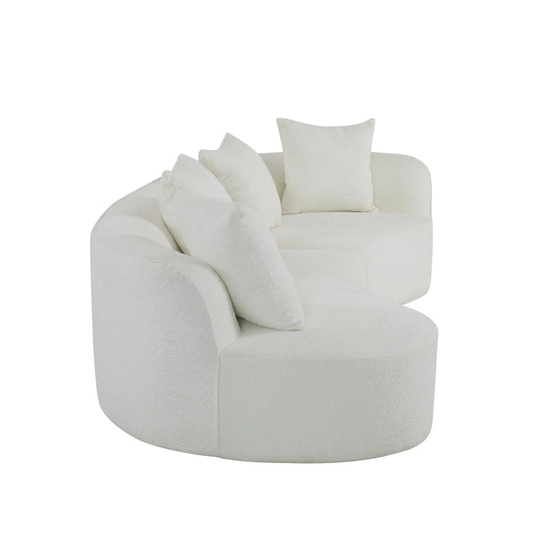 Beige Curved Sectional Sofa - 5 Seater