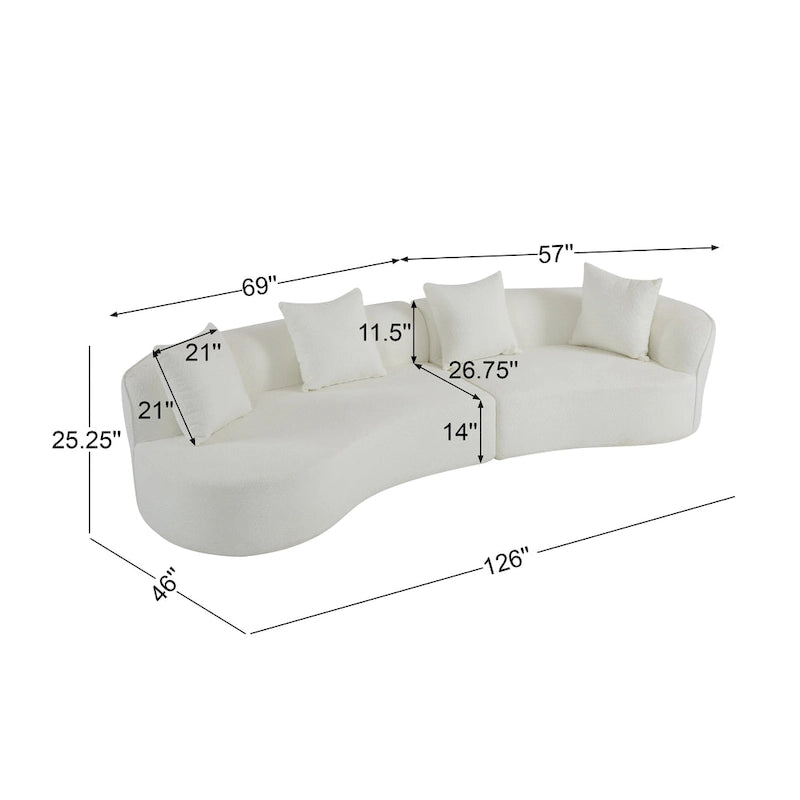 Beige Curved Sectional Sofa - 5 Seater